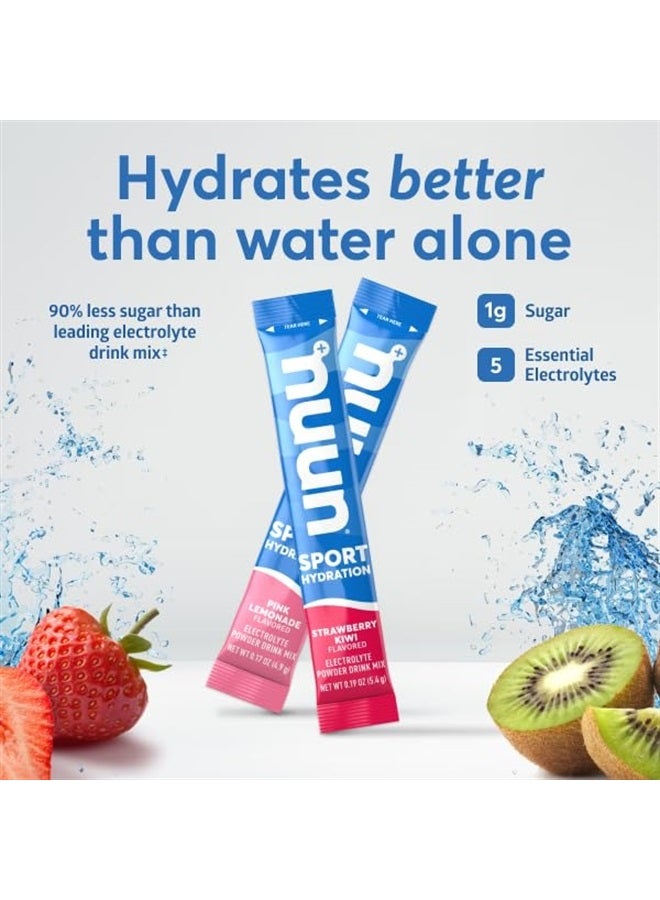 Sport Electrolyte Powder Packets - Strawberry Kiwi Flavor | 5 Essential Electrolytes for Hydration | Easy Open Drink Mix with Magnesium | 1g Sugar | Non GMO, Vegan | 16 Single Serving Sticks