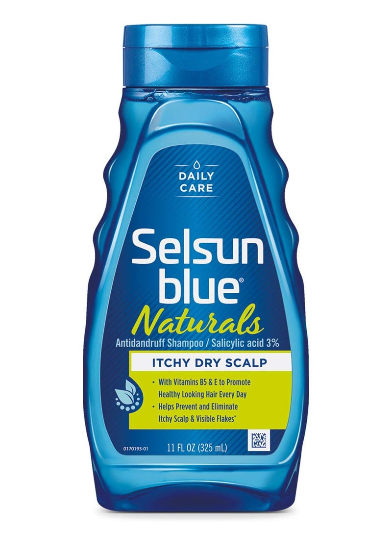 Selsun Blue Naturals Itchy Dry Scalp Anti-dandruff Shampoo, 11 fl. oz., Extra-Hydrating Formula Plus Vitamins B5 & E, Salicylic Acid 3%