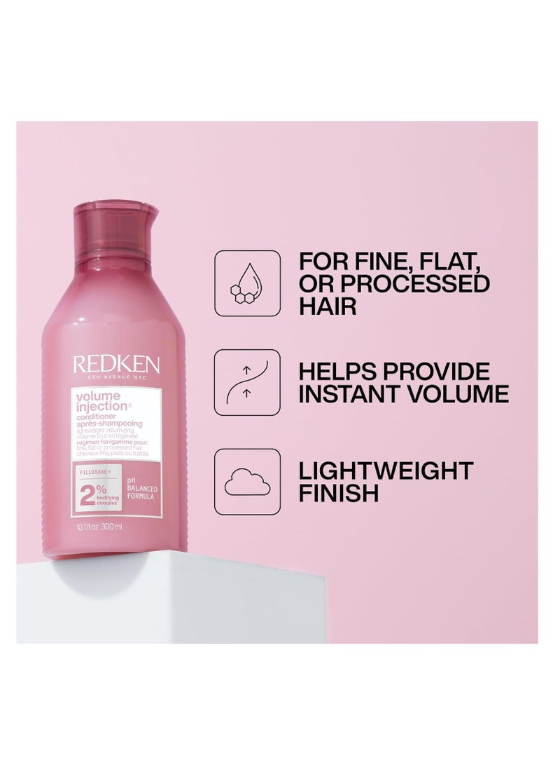 Redken Volume Injection Conditioner | Lightweight Volume Conditioner For Fine Hair | Detangles and Adds Volume & Body to Flat Hair | Paraben Free