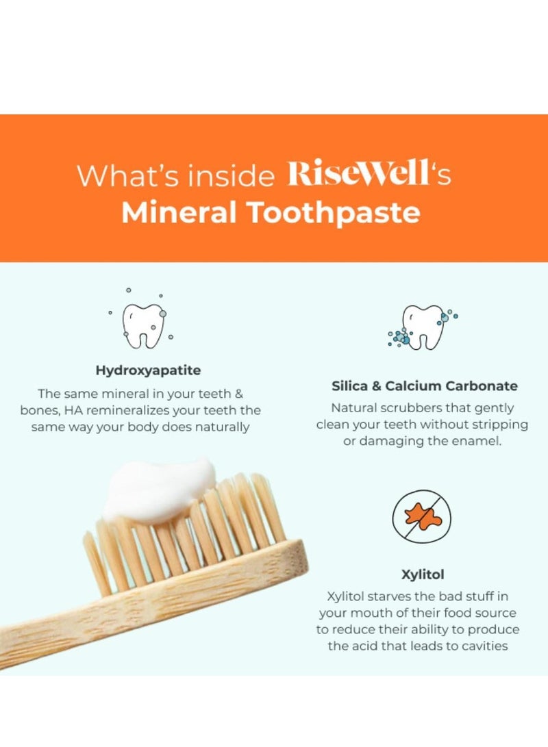 RiseWell Mineral Toothpaste - Natural Hydroxyapatite Toothpaste - Fluoride-Free, SLS-Free, Natural Remineralizing Toothpaste for Sensitive Teeth - Made by Dentists Toothpaste, Wild Mint 4 Oz