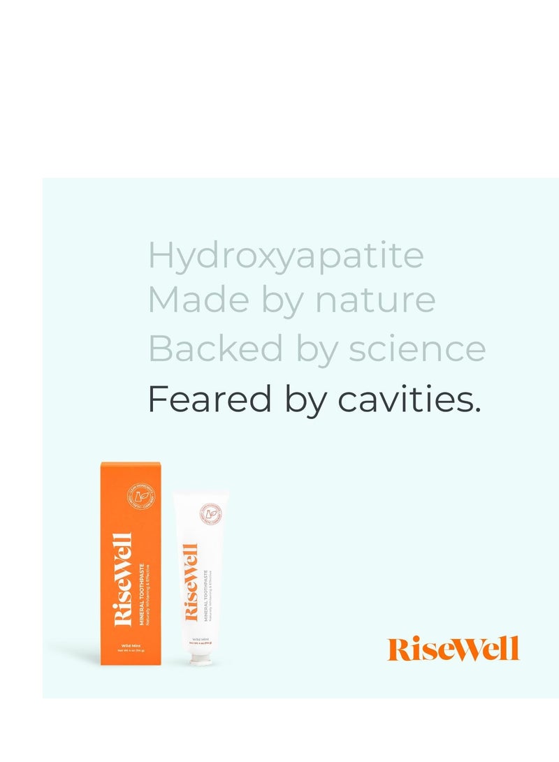 RiseWell Mineral Toothpaste - Natural Hydroxyapatite Toothpaste - Fluoride-Free, SLS-Free, Natural Remineralizing Toothpaste for Sensitive Teeth - Made by Dentists Toothpaste, Wild Mint 4 Oz