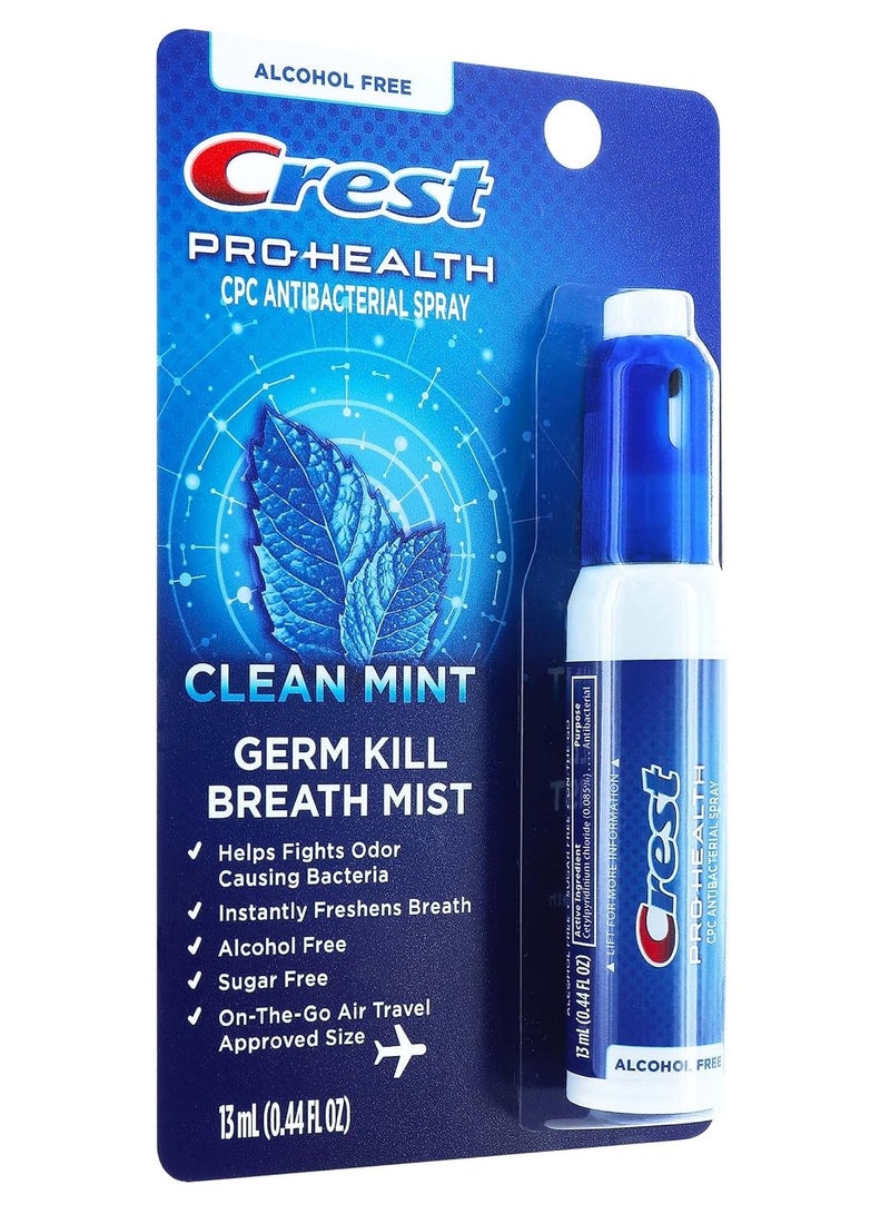 Crest Pro-Health | Portable Alcohol-Free CPC Mist with Clean Mint Flavor | Fights Odor-Causing Germs for Instant Fresh Breath - 1 Count (0.44oz) Breath Spray