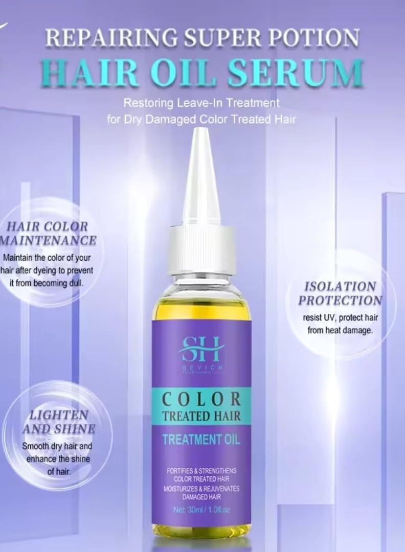 Color Treated Hair Treatment Oil Leave in Hair Oil for Color Treated Hair Fortifies and Strengthens Moisturizes and Rejuvenates Damage Hair Repair Dry and Protects hair Shine Hair Serum 30ml