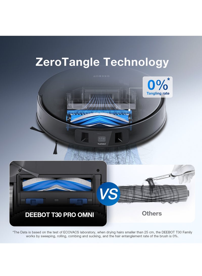 Deebot T30 Omni Robot Vacuum Cleaner With Wiping Function, TruEdge Mopping Technology, ZeroTangl Visit The Store 300 W T30PRO Black