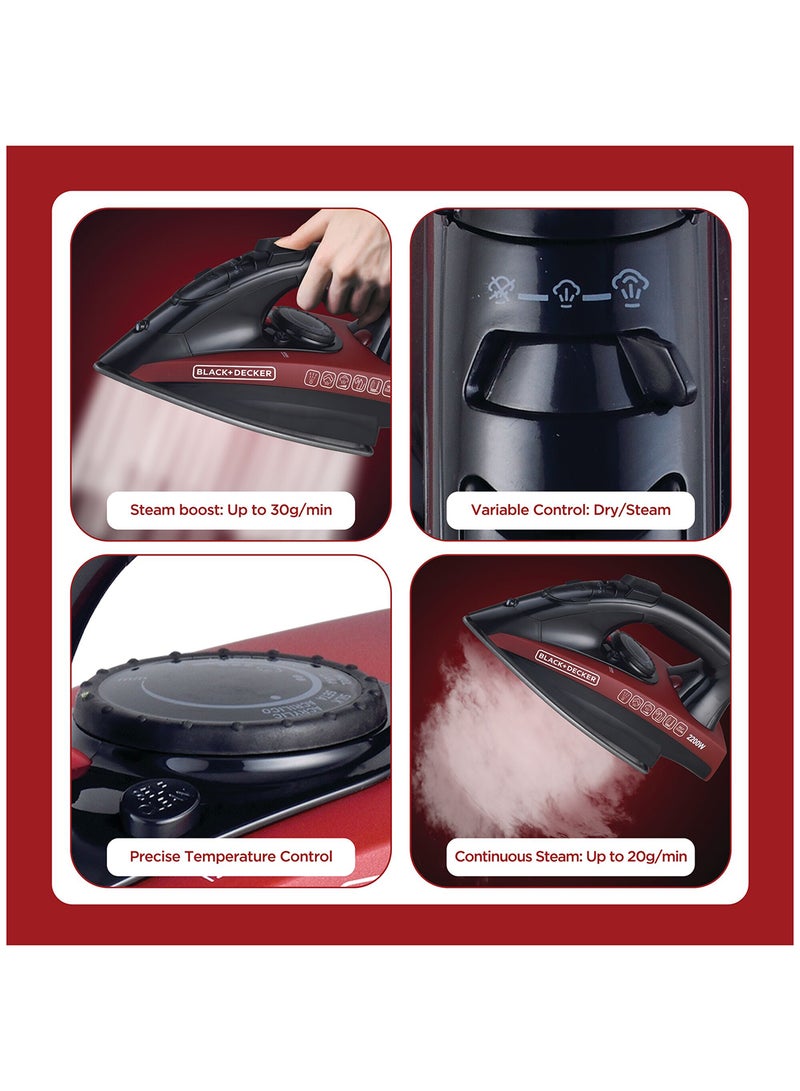 Steam Iron 220 ml 2200 W X2200-B5 Black/Red