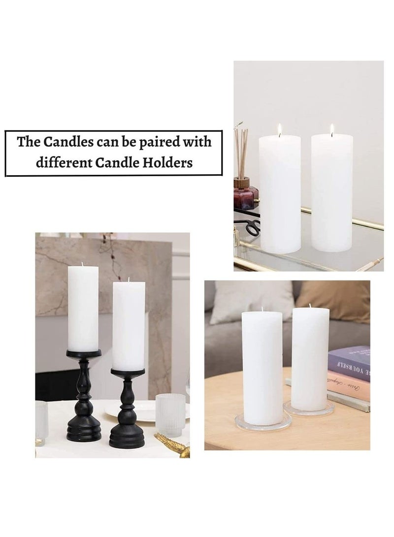 Set of 2 White Pillar Candles| 3 x 9 inch | Unscented & Dripless Candles for Decor, Events, Restaurants | Natural Wax with Cotton Wicks | 135 hrs/candle Burn Time