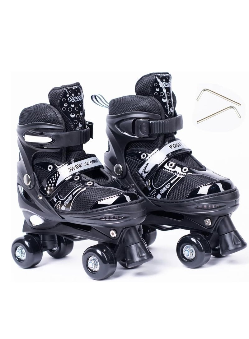 Kids Unisex Adjustable Four Wheel Roller Skating Shoes With Stopper Making it Easier for kids to Balance