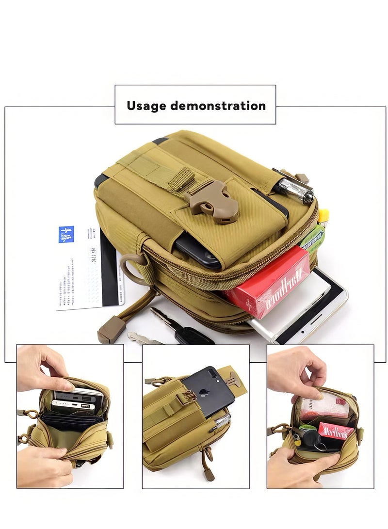 Tactical Waist Pouch, MOLLE EDC Pouch, Outdoor Man Waist Bag with Phone Belt Clip Holder Holster Carrying Pouch for Smartphone