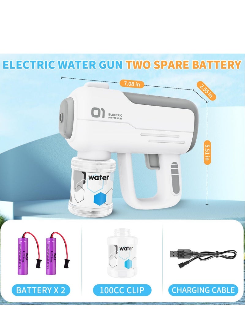 Electric Water Gun Toy - Shoots Up to 40 Feet, for Kids & Adults, Ideal for Summer Pool Parties & Beach Games (White)
