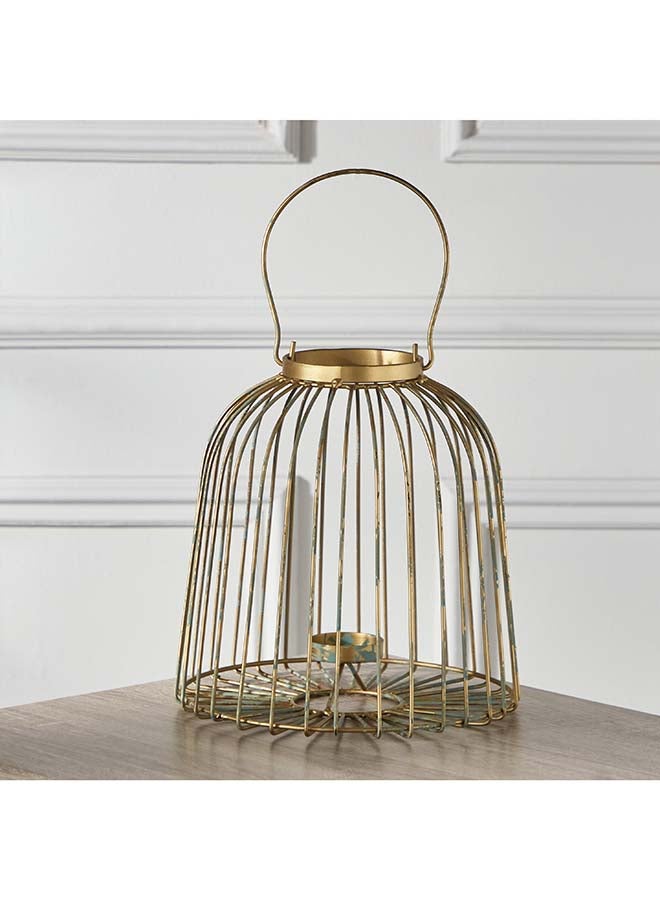 Splendid Metal Lantern with Pillar Candle Holder 34 x 24 x 34 cm