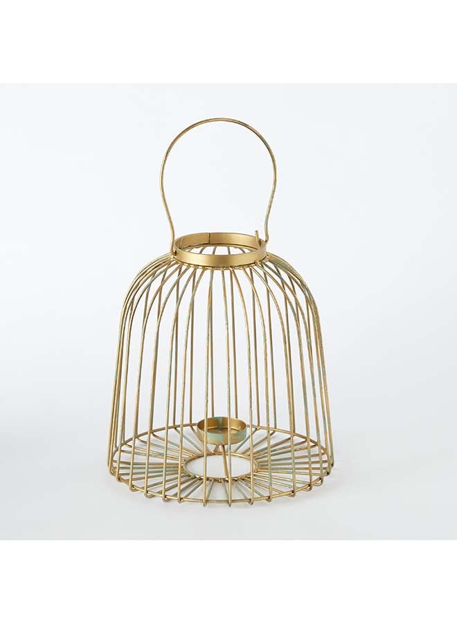 Splendid Metal Lantern with Pillar Candle Holder 34 x 24 x 34 cm