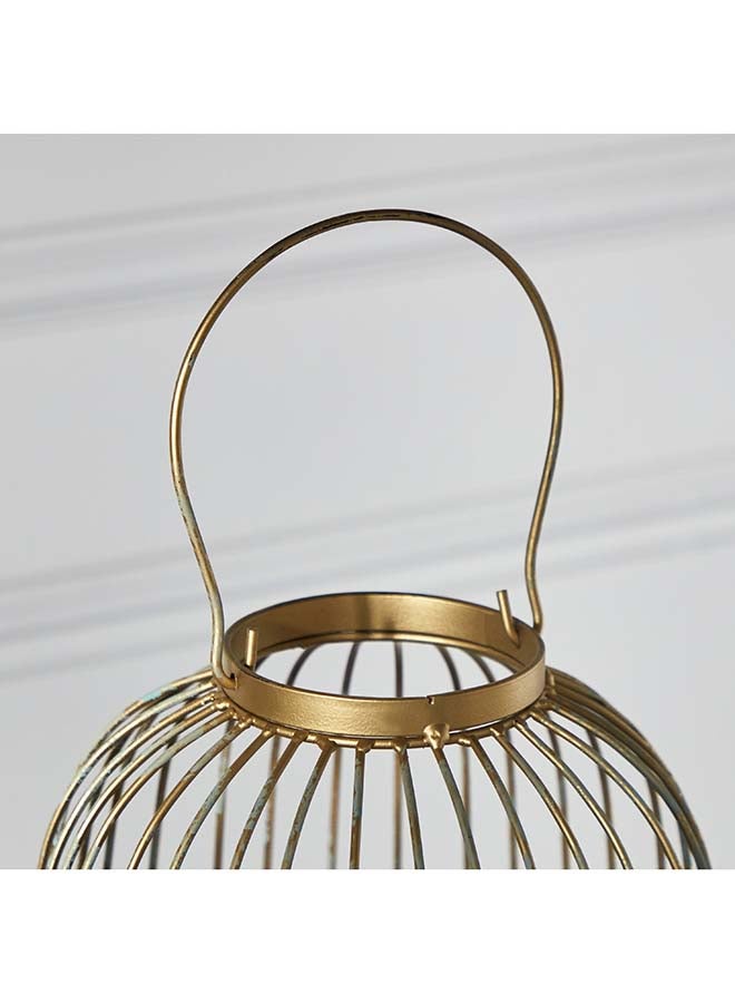 Splendid Metal Lantern with Pillar Candle Holder 34 x 24 x 34 cm