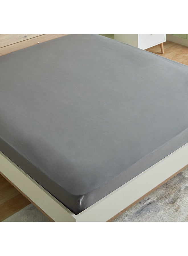 Essential Solid Cotton King Fitted Sheet 210 x 25 x 180 cm