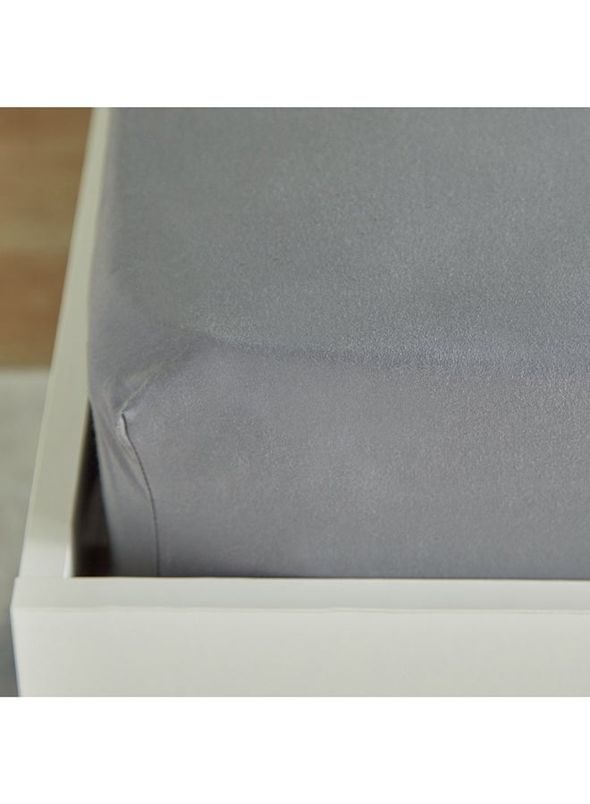 Essential Solid Cotton King Fitted Sheet 210 x 25 x 180 cm