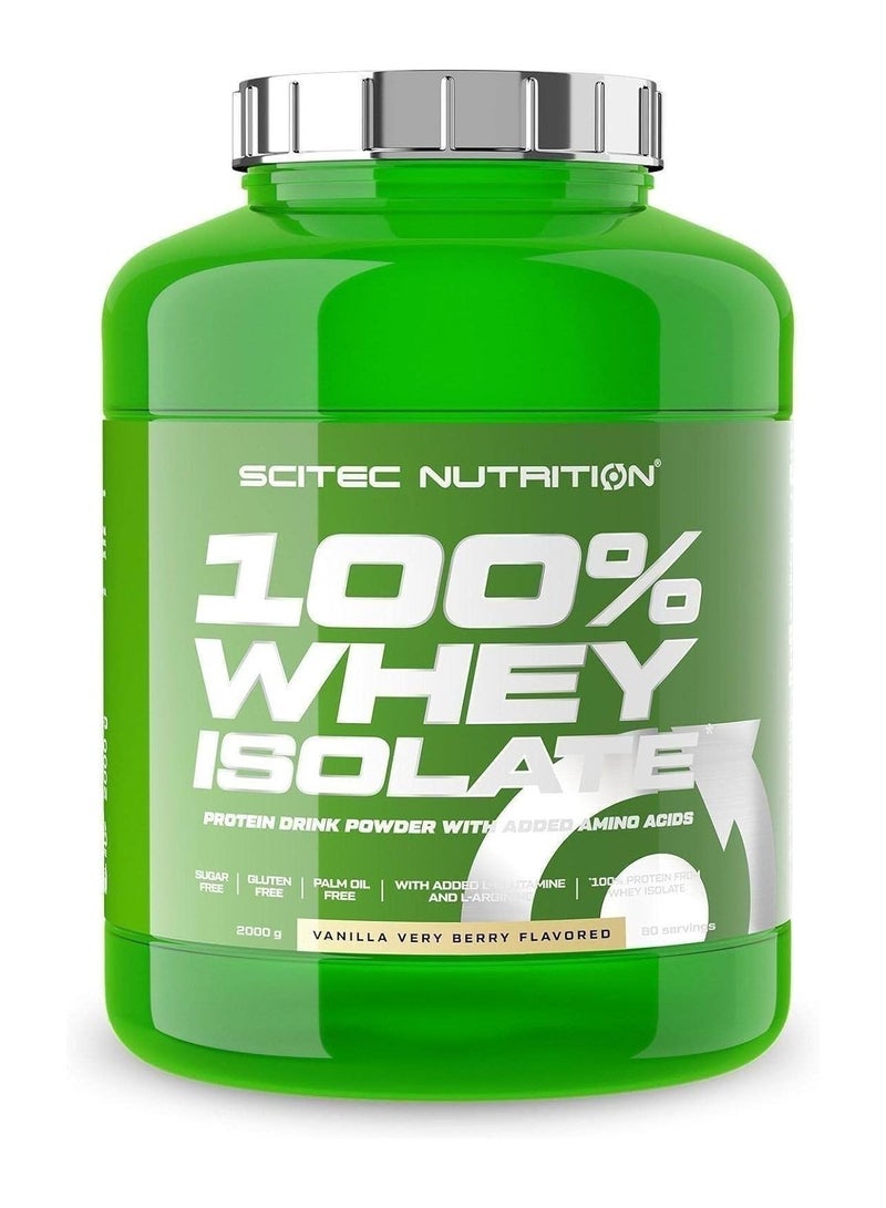 100% Whey Isolate Protein Drink Powder With Added Amino Acids, Vanilla Very Berry Flavor, 80 Serving