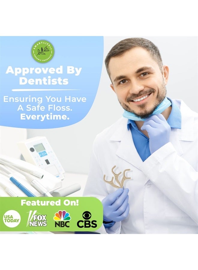 Biodegradable Dental Floss Picks - Natural Plastic Free Tooth Flosser for Adults & Kids | Eco-Friendly Unwaxed Floss | Organic Toothpick Stick Soft On Gum & Teeth | Vegan, Unflavored 100ct