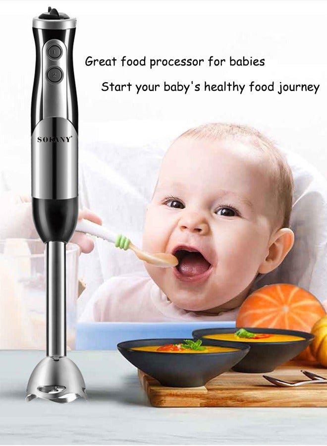 8-In-1 Hand Blender with Chopper,Mixer,Whisk,Juice Blender,Slice,500ml Mixing Beaker,Multifunctional Food Processor,700W SK5011-8