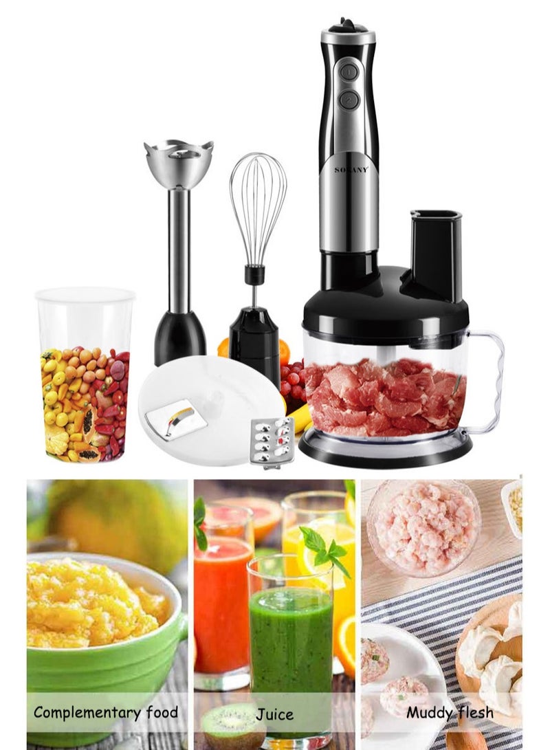 8-In-1 Hand Blender with Chopper,Mixer,Whisk,Juice Blender,Slice,500ml Mixing Beaker,Multifunctional Food Processor,700W SK5011-8