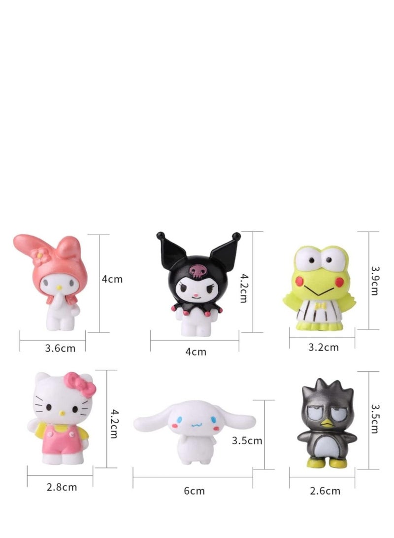 6 Pack Kawaii Sanrio Figure My Melody  kuromi Figure Birthday Party Supplies, Cinnamon Cupcake Toppers, Cute Mini Figure Toys  Birthday Party Favor For Kids Fans Collection Bouquet Desk Decor