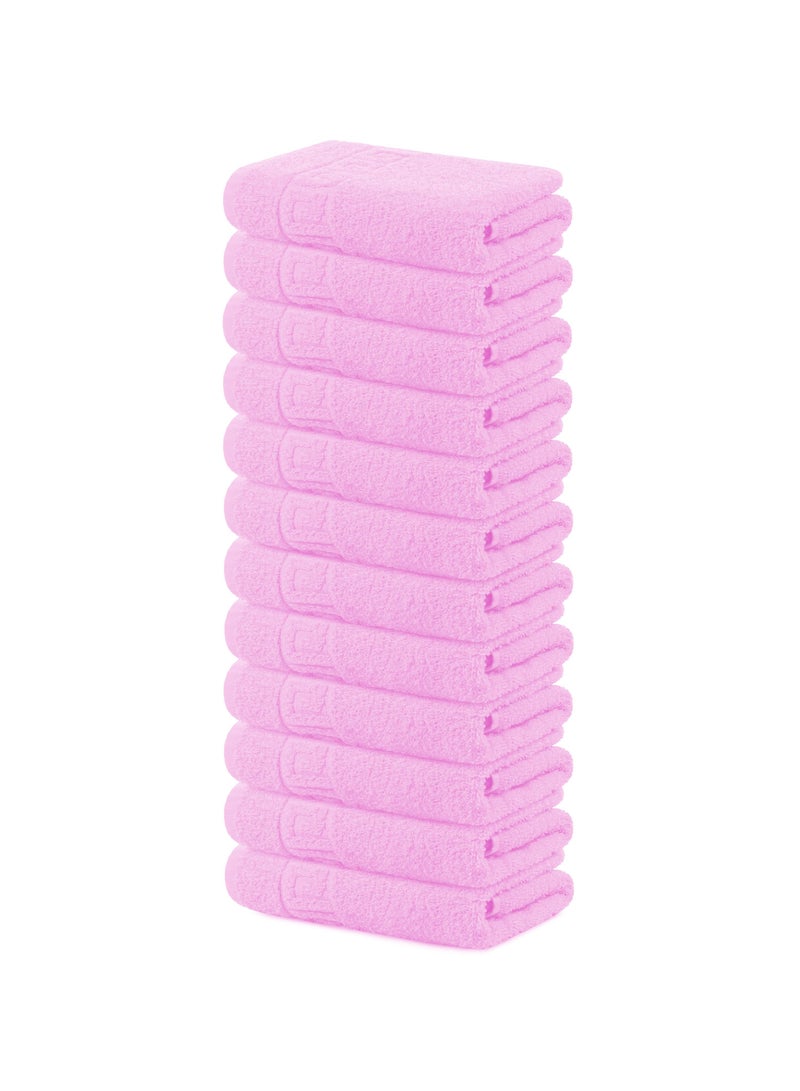 Solid Pink 12 piece 100% Cotton Hand Towel Gym Towel Face Towel