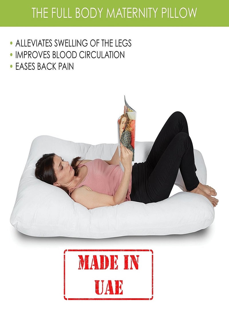 U Shaped Body Support Pillow Cotton White 130x70cm