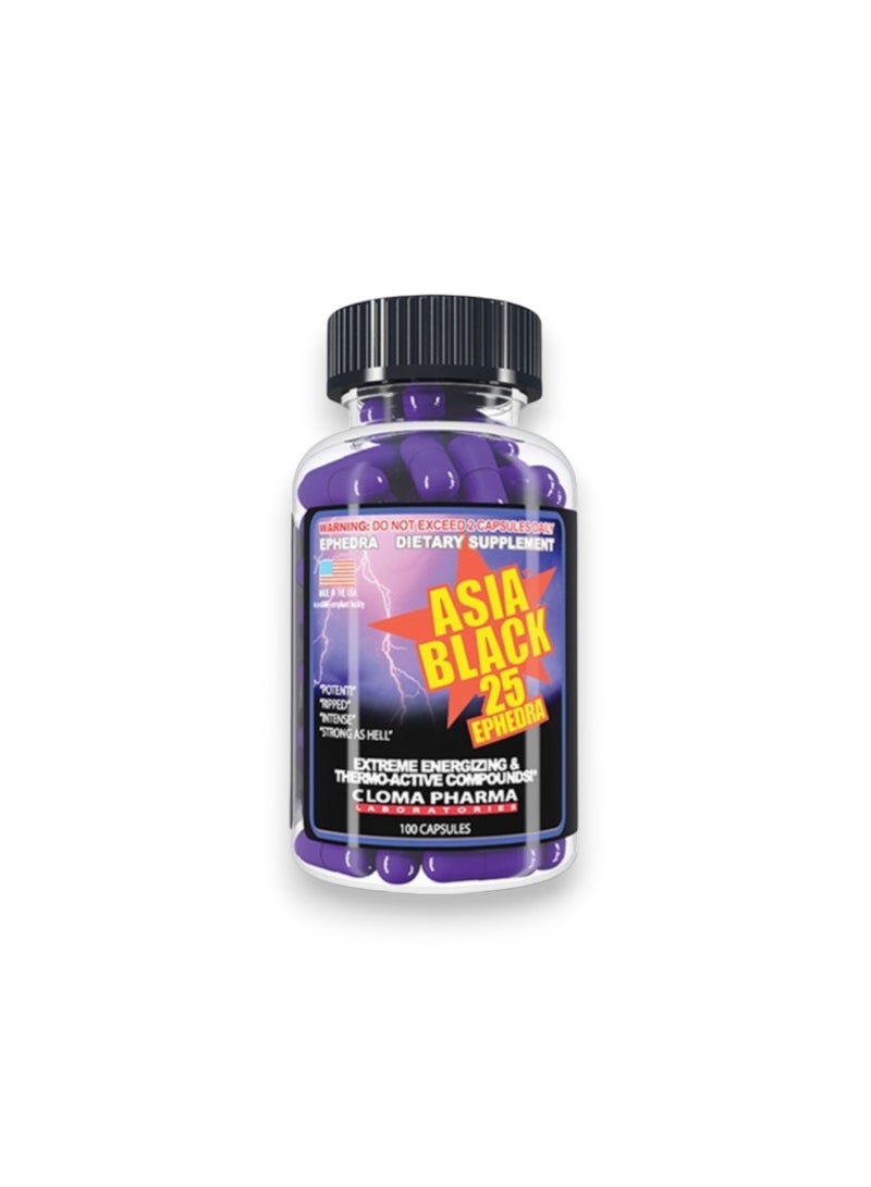 Asia Black 25 Ephedra, 100 Capsules