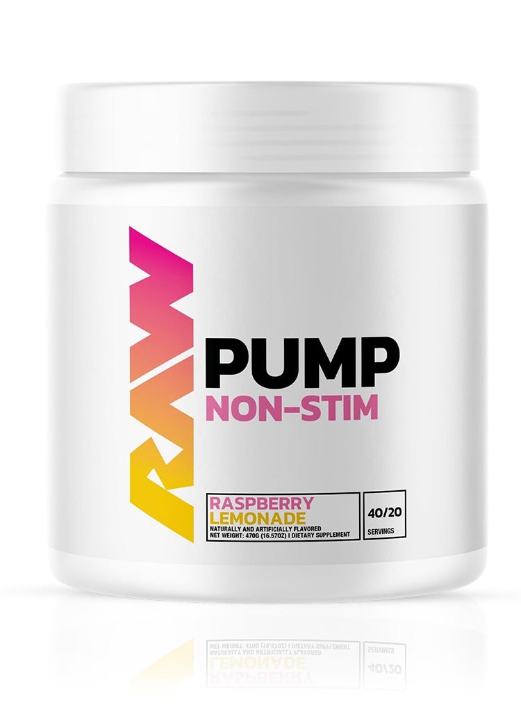 RAW Pump - Non Stimulant Pre Workout Powder, Raspberry Lemonade, 40 Servings