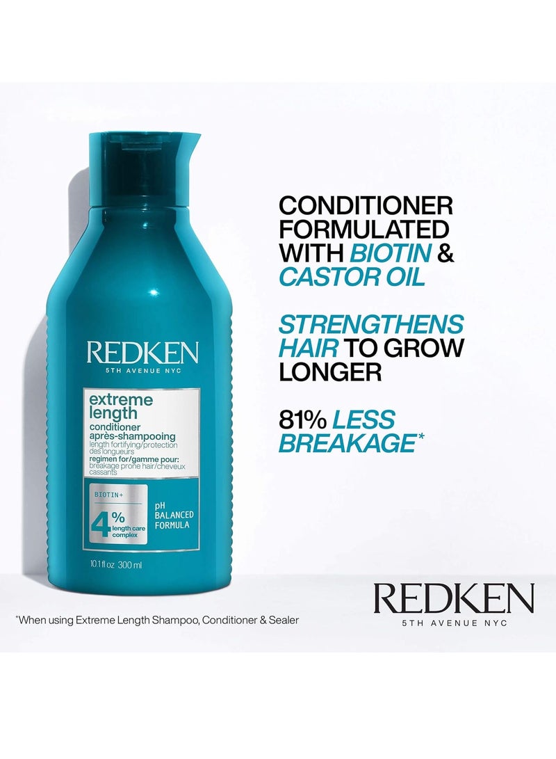 Redken Extreme Length Conditioner | Infused With Biotin and Castor Oil | For Hair Growth | Fortifies, Strengthens & Conditions Hair