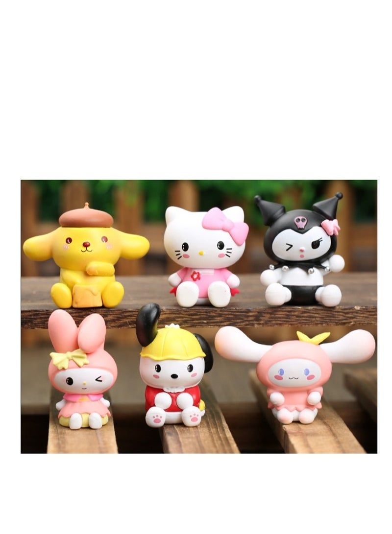 6 Pack Kawaii Sanrio Figure My Melody  kuromi Figure Birthday Party Supplies, Cinnamon Cupcake Toppers, Cute Mini Figure Toys  Birthday Party Favor For Kids Fans Collection Bouquet Desk Decor