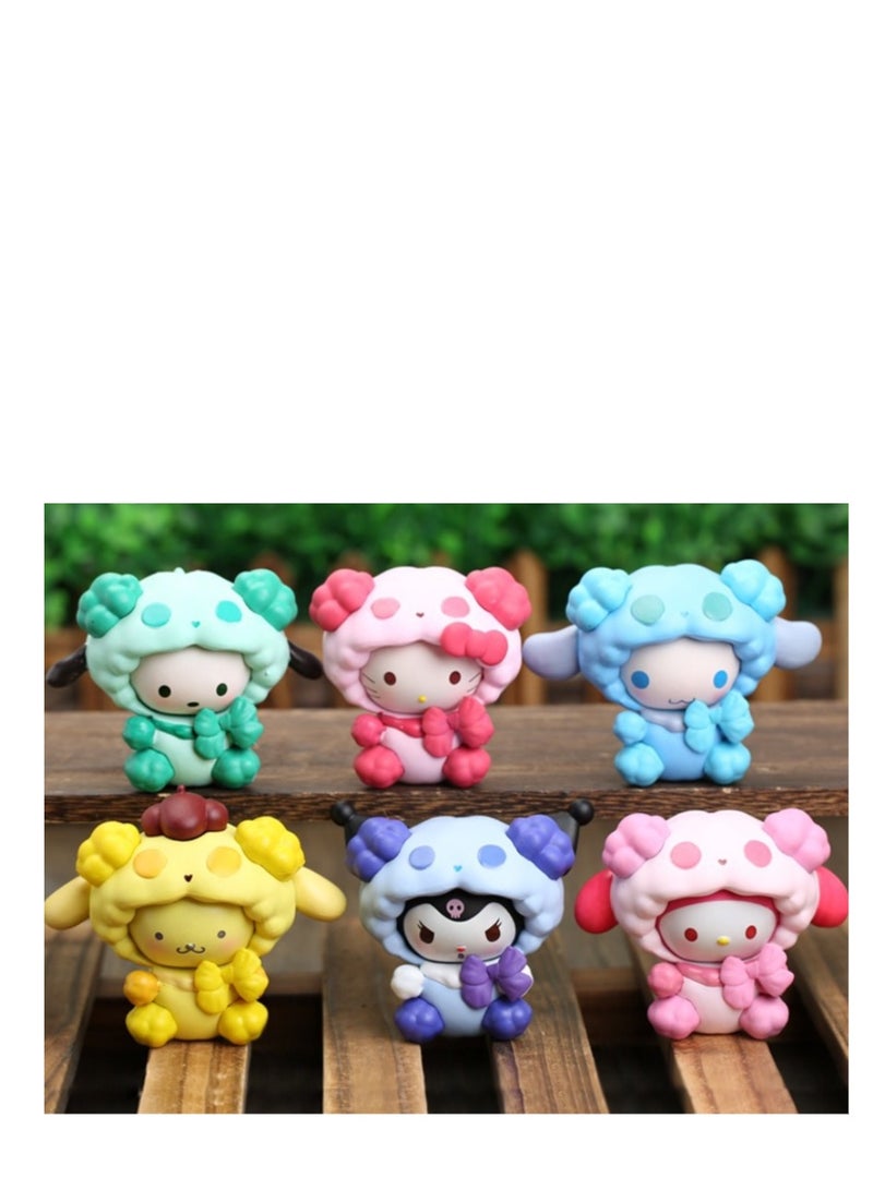 6 Pack Kawaii Sanrio Figure My Melody  kuromi Figure Birthday Party Supplies, Cinnamon Cupcake Toppers, Cute Mini Figure Toys  Birthday Party Favor For Kids Fans Collection Bouquet Desk Decor