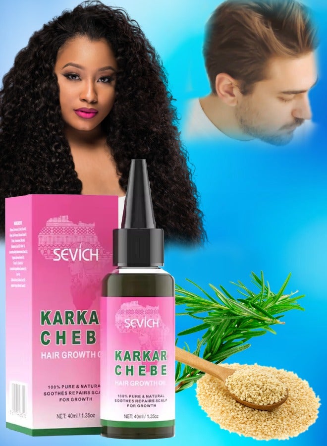 Karkar Chebe Hair Growth Oil 100% Pure and Natural Soothes Repairs Scalp for Hair Growth with Karkar and Chebe Rosemary and Castor Seed Oil Moisturize Hydrate Prevent Hair Breakage Chebe oil 40ml