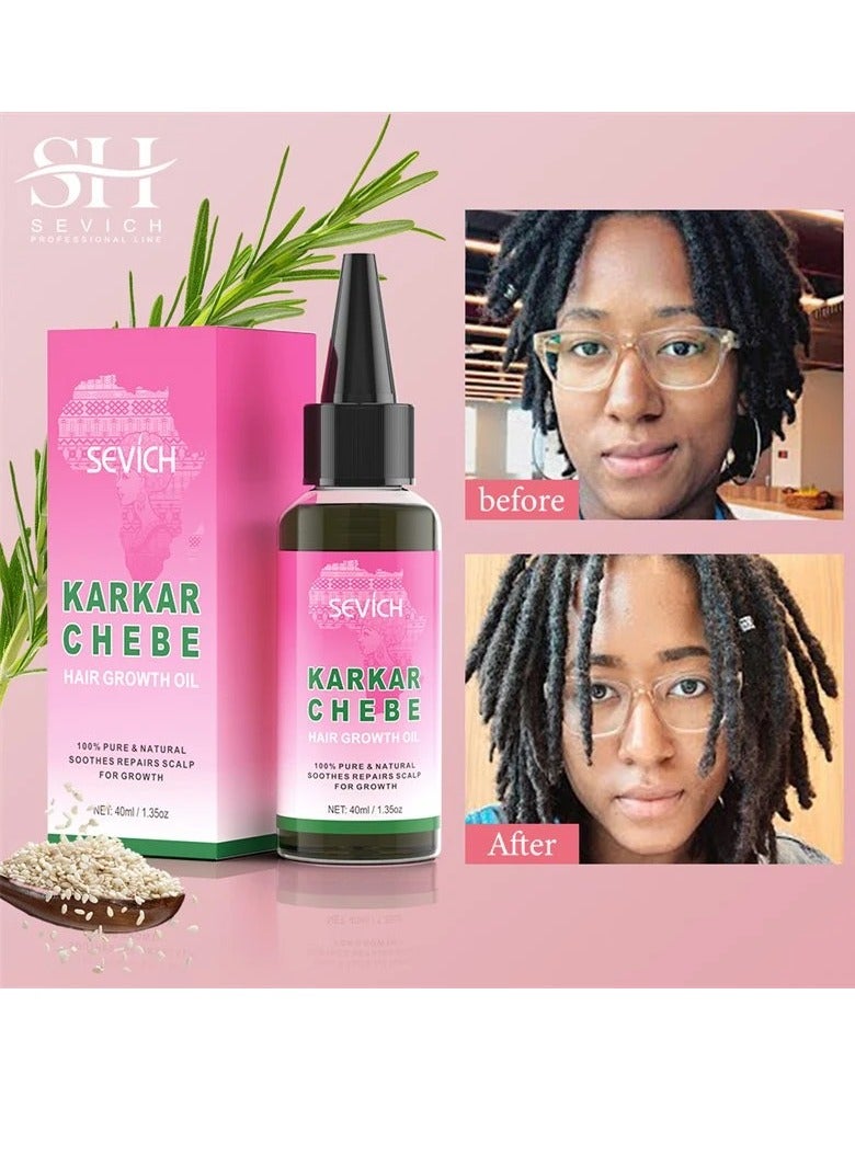 Karkar Chebe Hair Growth Oil 100% Pure and Natural Soothes Repairs Scalp for Hair Growth with Karkar and Chebe Rosemary and Castor Seed Oil Moisturize Hydrate Prevent Hair Breakage Chebe oil 40ml