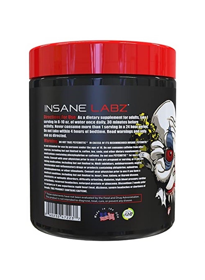 Psychotic, High Stimulant Pre Workout Powder, Extreme Lasting Energy, Focus and Endurance with Beta Alanine, Creatine Monohydrate DMAE, 35 Srvgs (Watermelon)