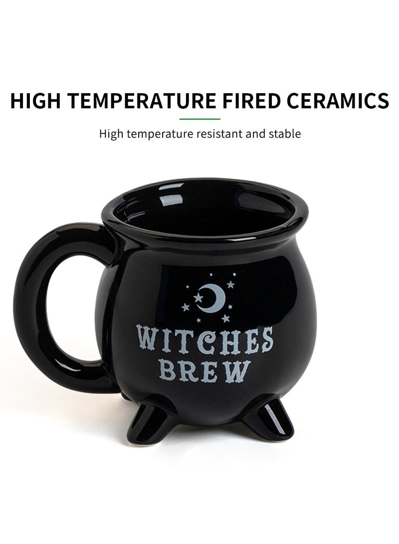 Creative Witches Ceramic Coffee Mug Black, Office Drinking Cups Gifts for Halloween Tabletop Decoration