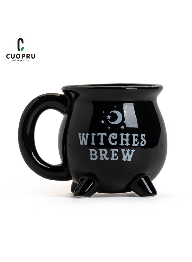 Creative Witches Ceramic Coffee Mug Black, Office Drinking Cups Gifts for Halloween Tabletop Decoration