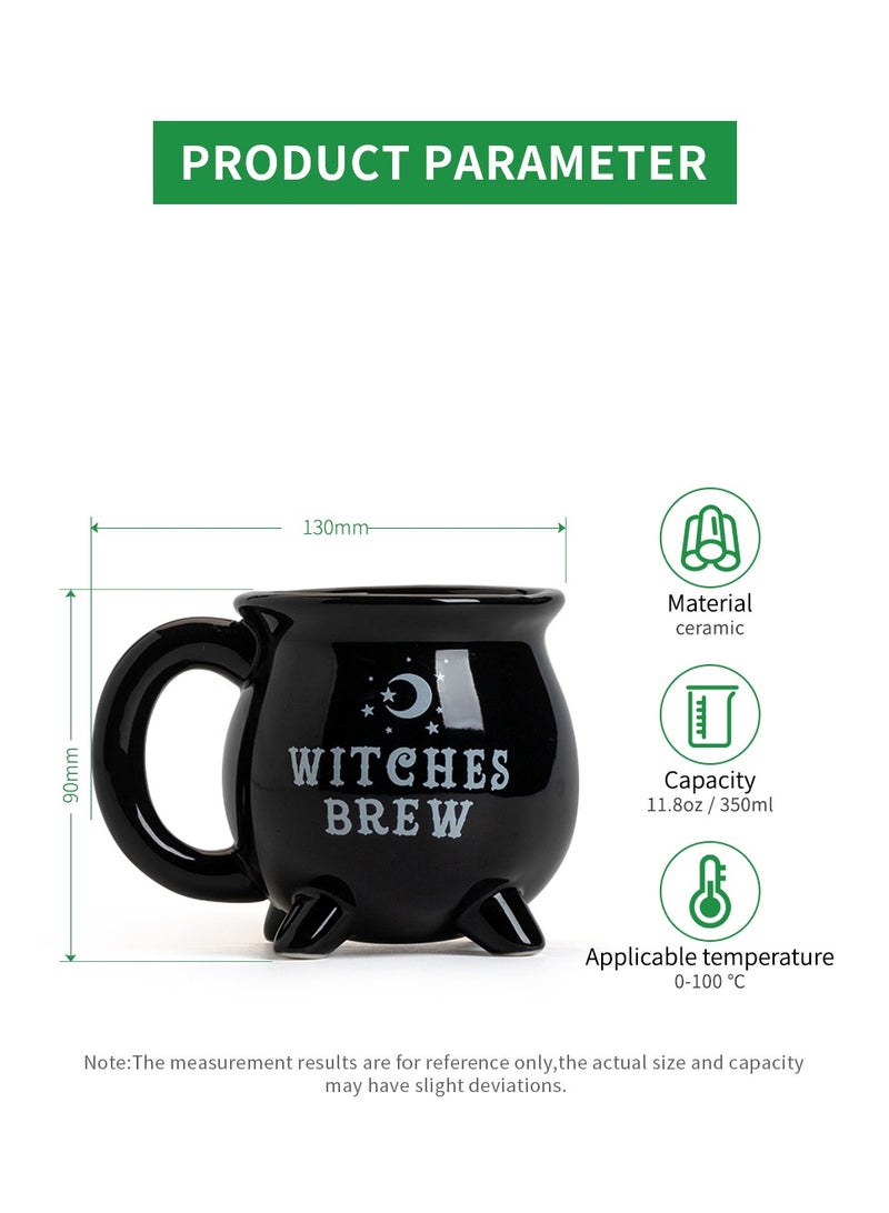 Creative Witches Ceramic Coffee Mug Black, Office Drinking Cups Gifts for Halloween Tabletop Decoration