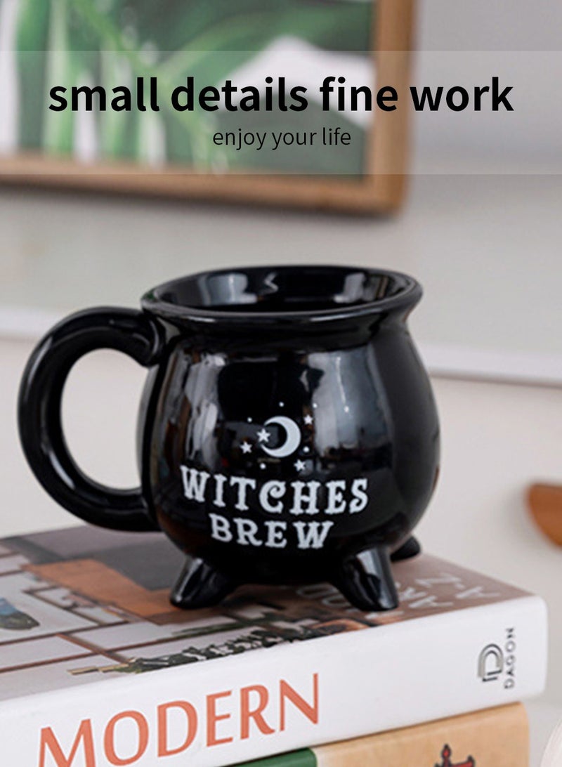 Creative Witches Ceramic Coffee Mug Black, Office Drinking Cups Gifts for Halloween Tabletop Decoration