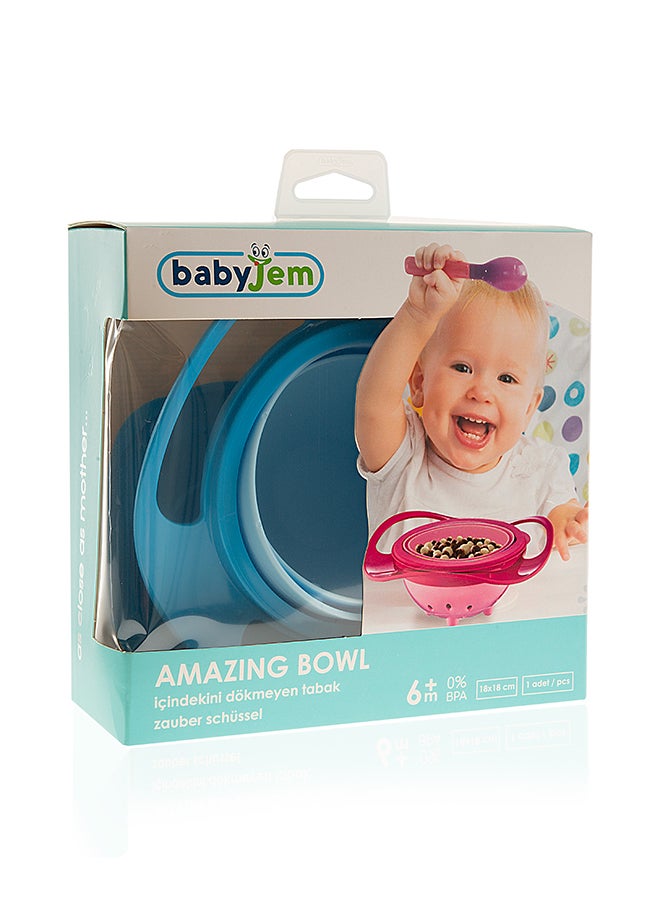 Baby Bowl for 6 Months+ - Amazing 360 Degree Rotating Spill-Proof Snack Bowl for Babies and Children - Dishwasher Safe with Snap-On Lid