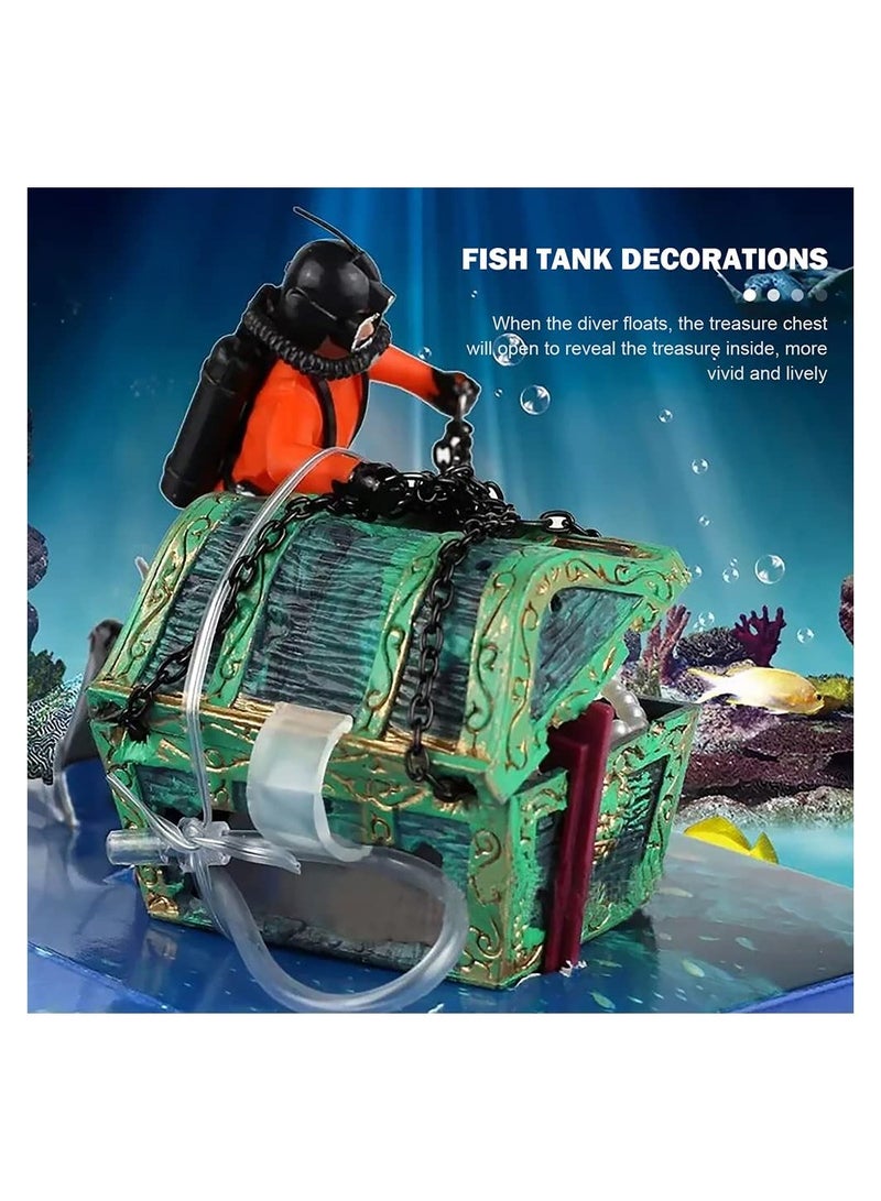 Aquarium Decoration, Floating Diver Ornament Fish Tank Landscape Micro Aquatic Decor Nautical Fish Tank Decor Submarine Adventure Ornament Sea Treasure Decor for Home Fish Tank Arts Crafts Decorating