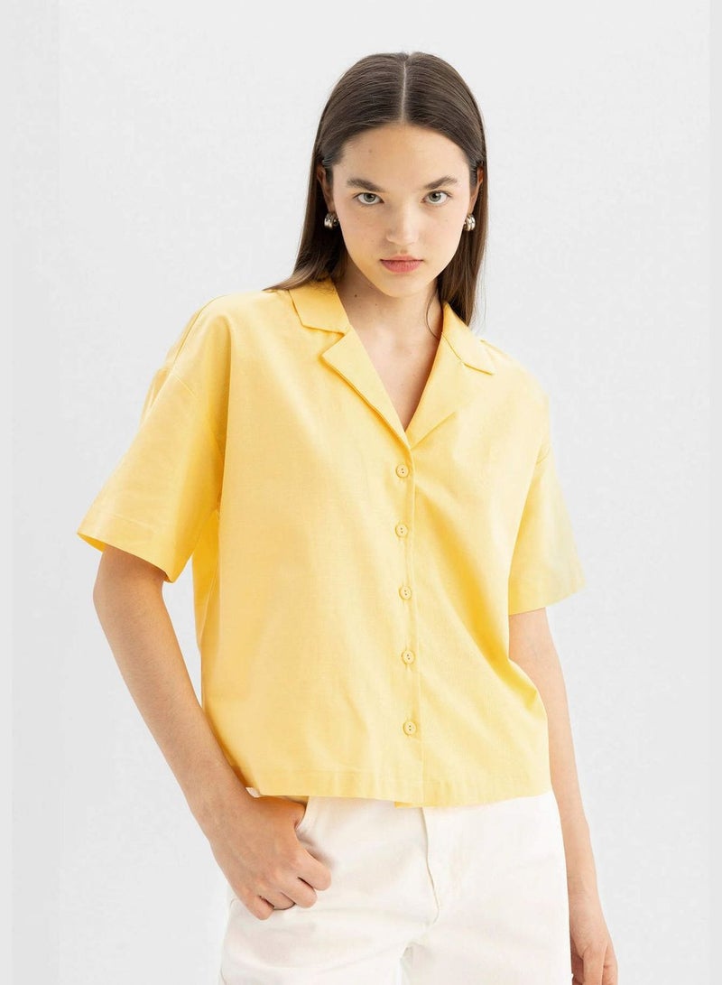 Oversize Fit Pyjamas Collar Short Sleeve Shirt