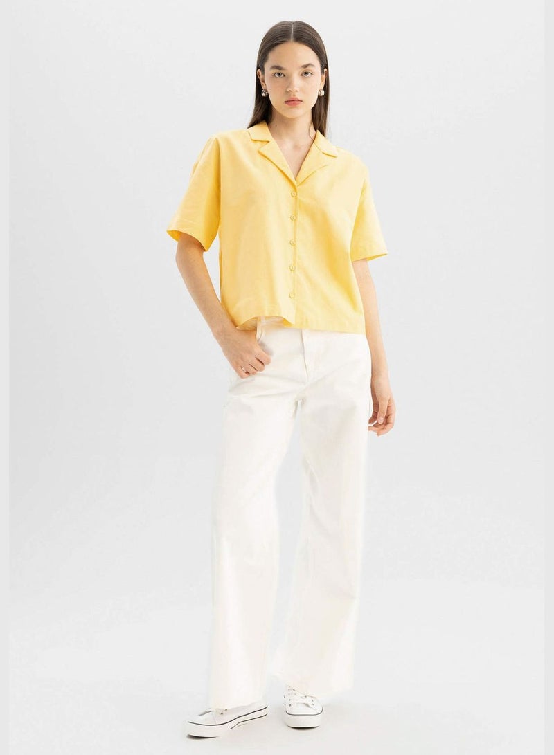 Oversize Fit Pyjamas Collar Short Sleeve Shirt