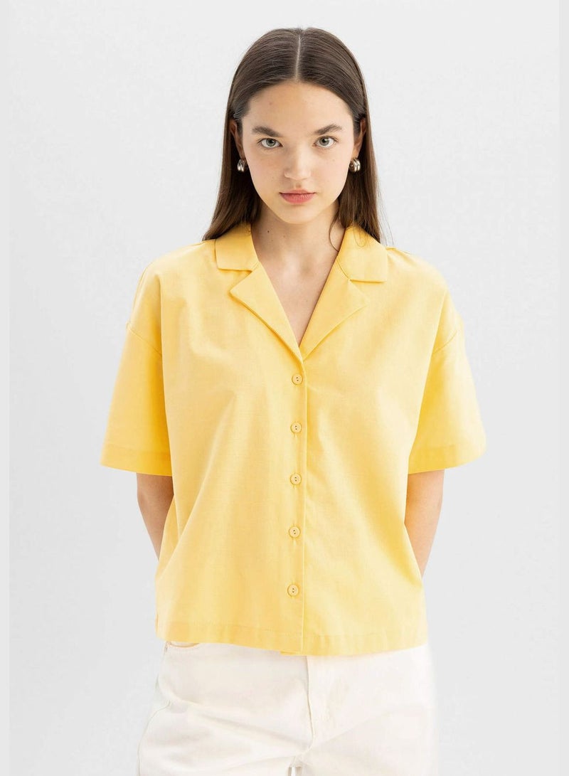 Oversize Fit Pyjamas Collar Short Sleeve Shirt