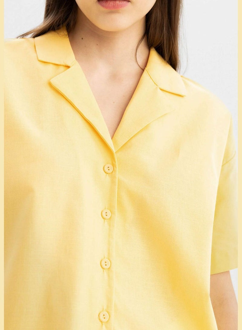 Oversize Fit Pyjamas Collar Short Sleeve Shirt