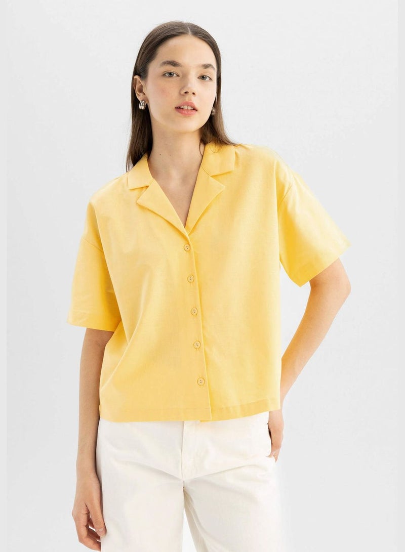 Oversize Fit Pyjamas Collar Short Sleeve Shirt