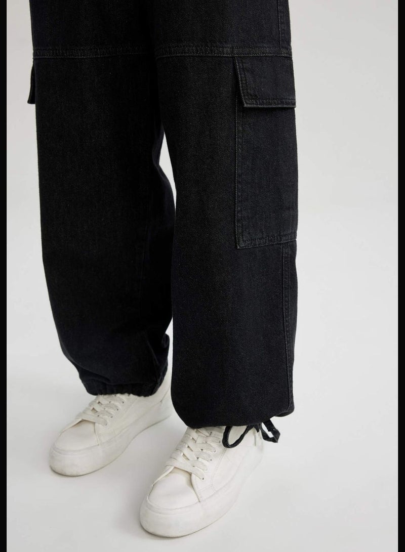 Woman Denim Trousers Cargo Jogger