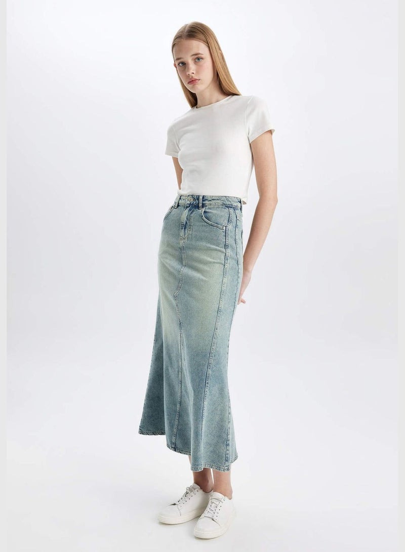 Long Fit Jean Long Skirt