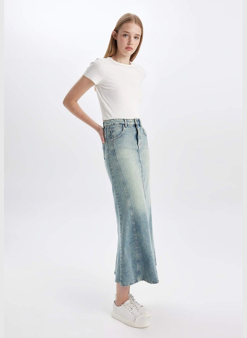 Long Fit Jean Long Skirt