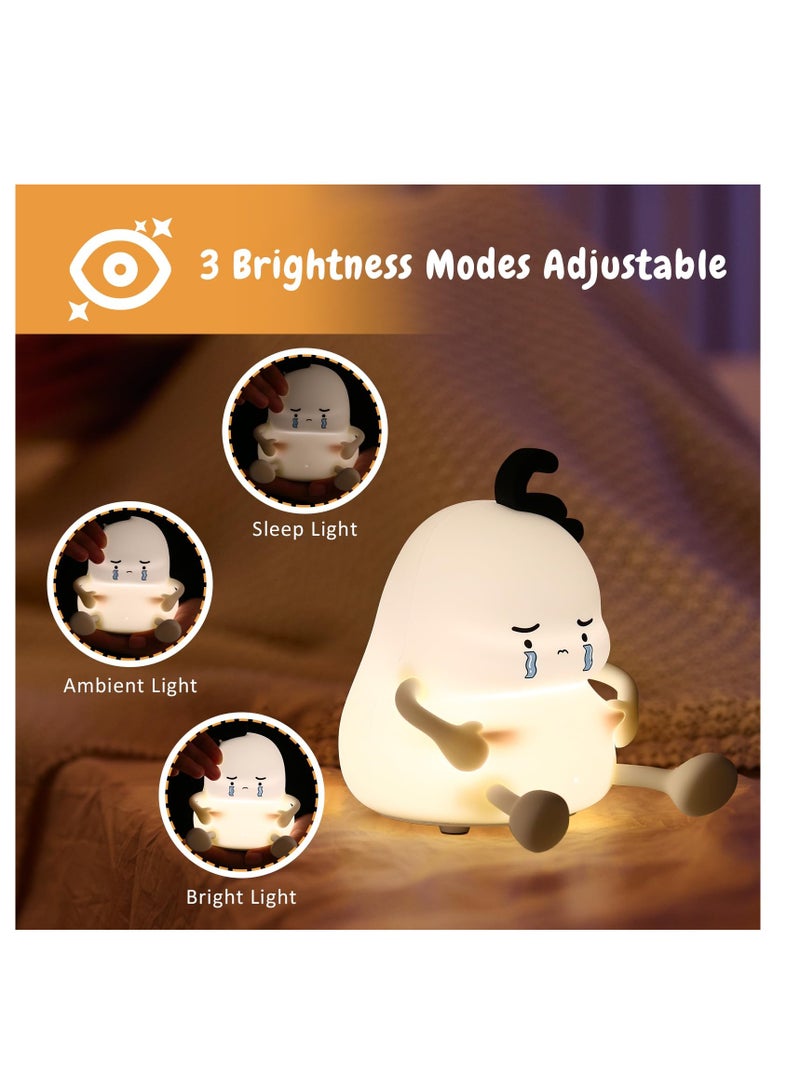 Cute Night Light, LED Silicone Night Light, 3 Level Dimmable Nursery Nightlight for Breastfeeding Toddler Baby Kids Decor, Night Light Rechargeable Squishy Novelty Touch Light for Kids