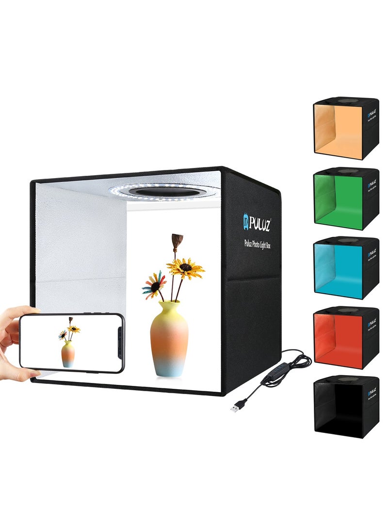 11.8 Inch/30cm  Portable  Photo Lighting Studio Light Box Shooting Tent Box Kit 30cm  Ring Light with 6 Colors Backdrops (Black, White, Yellow, Red, Green, Blue)