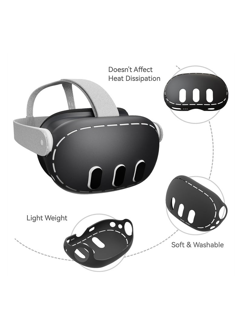 VR Shell Cover Skin for Quest 3 Headset Accessories, Silicone Headset Protector for Quest 3 VR Headsets, Anti Scratch Dust Shock